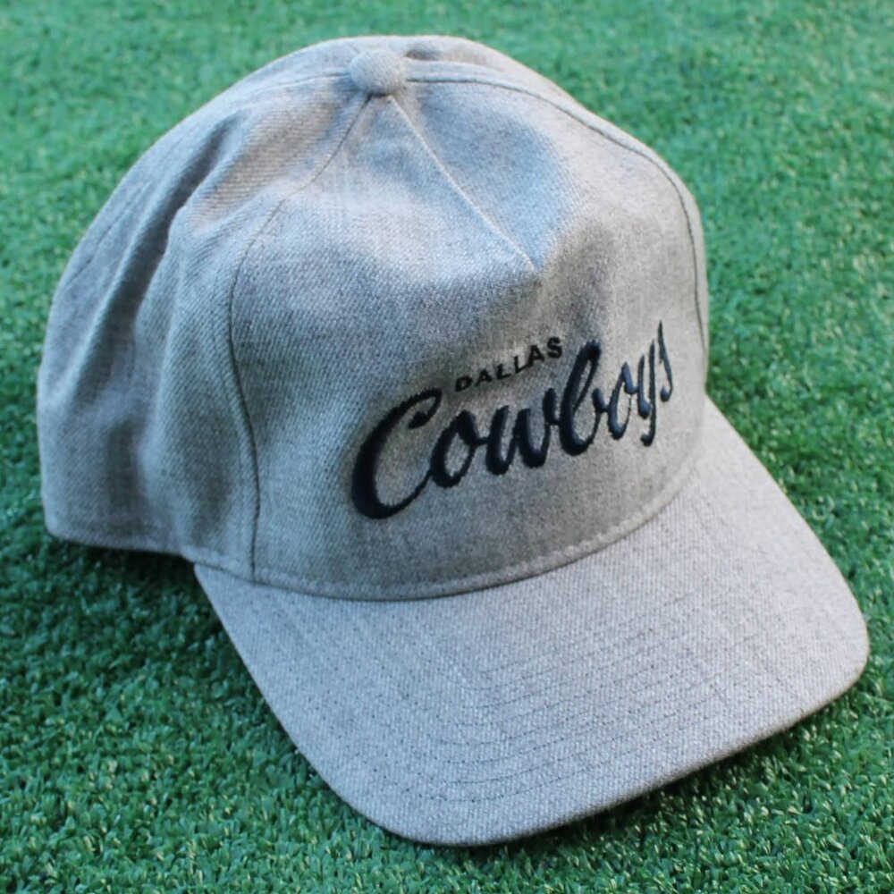 NFL Dallas Cowboys Gray Script Old Golfer Snapback Throwback "Vintage Look"